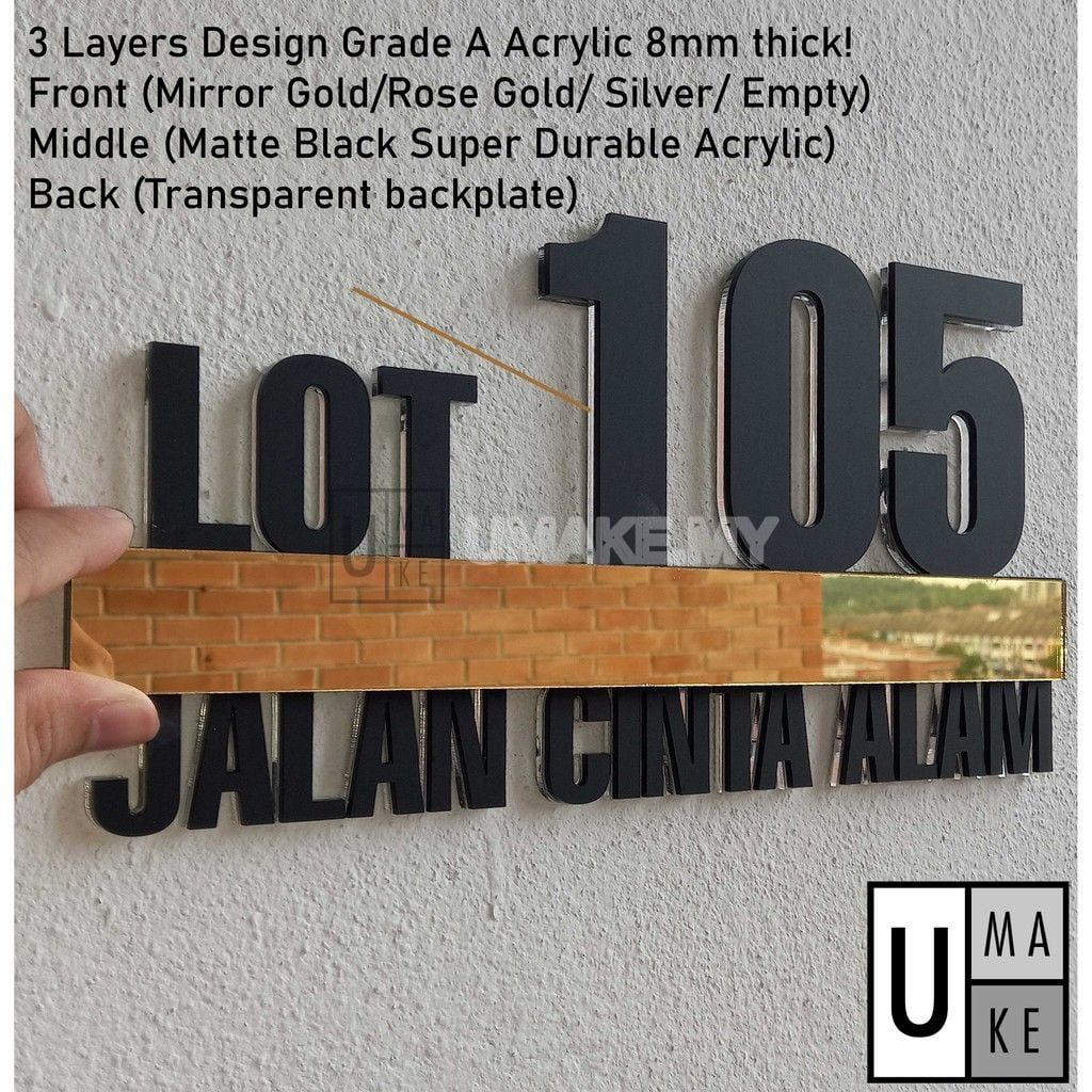 Custom 3D Acrylic House Number Plate