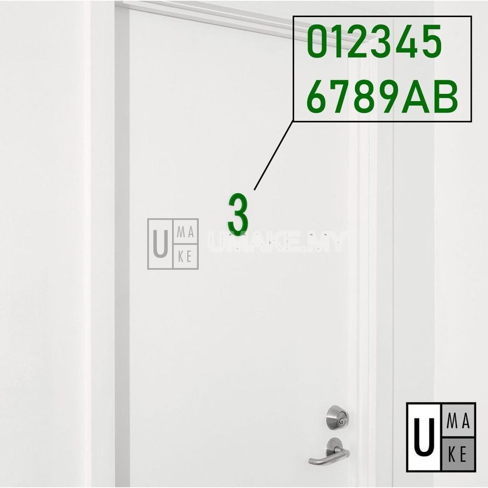 Green Acrylic House Number Digit