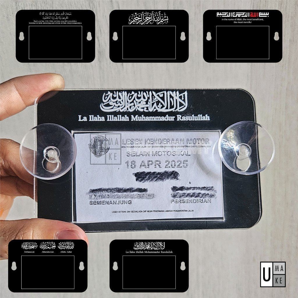 Islamic Acrylic Road Tax Holder