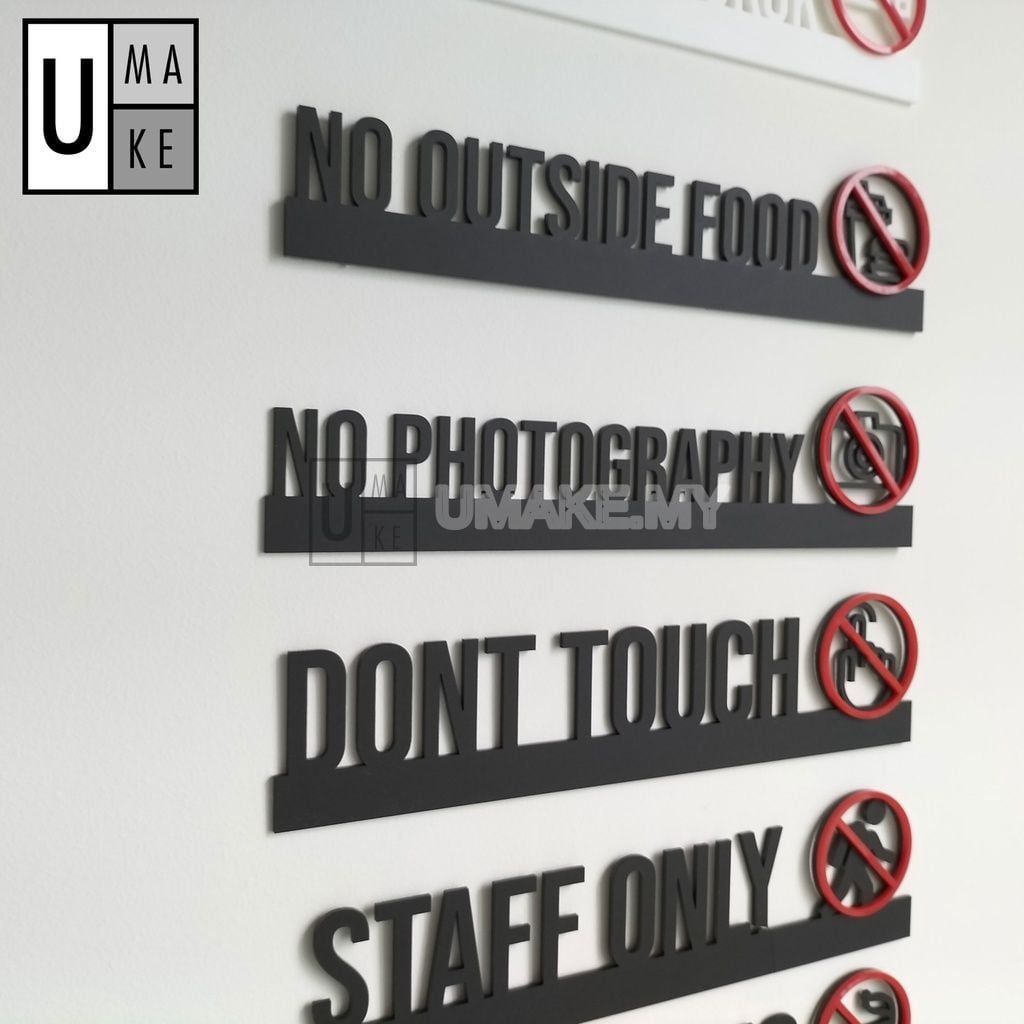 Modern Acrylic Notice Sign (No Smoking / Staff Only)