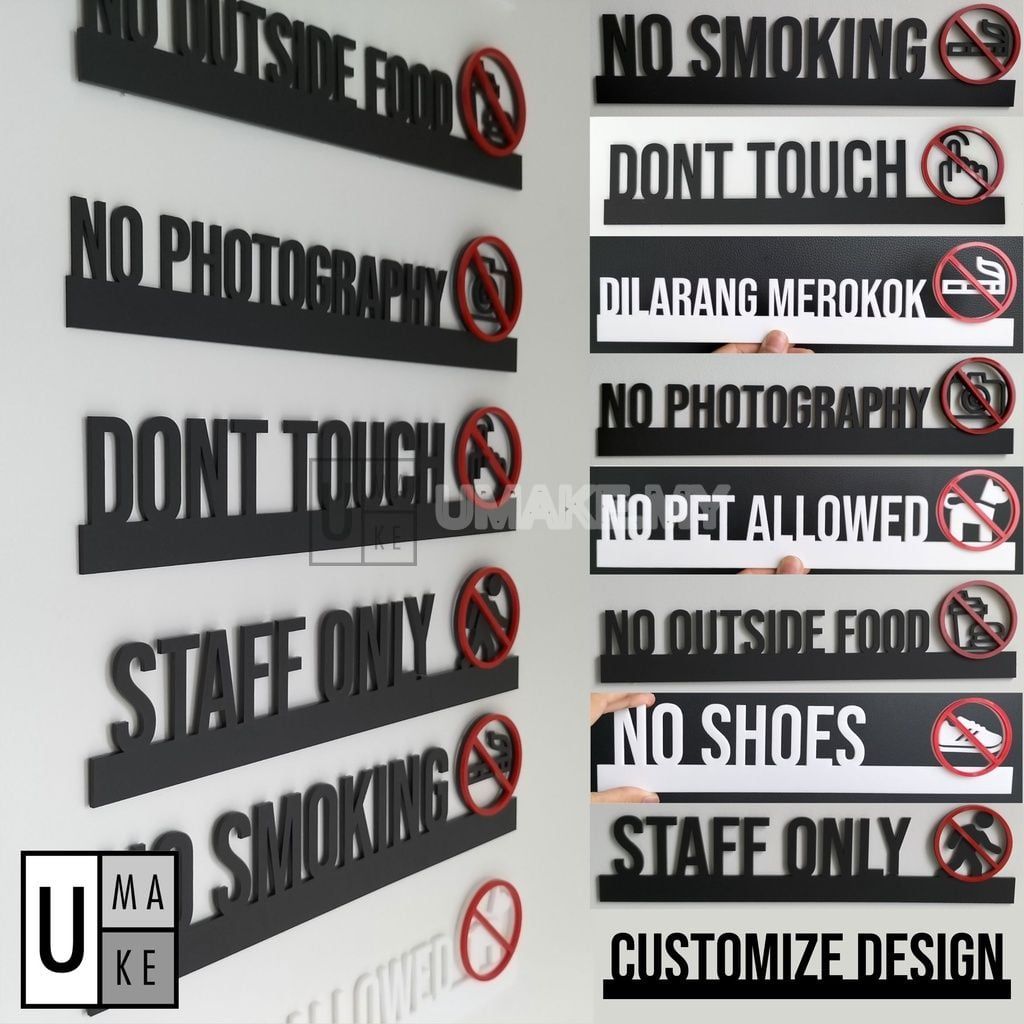 Modern Acrylic Notice Sign (No Smoking / Staff Only)