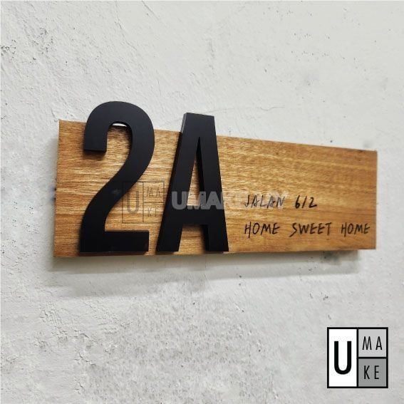 Outdoor Solid Wood House Number Plate