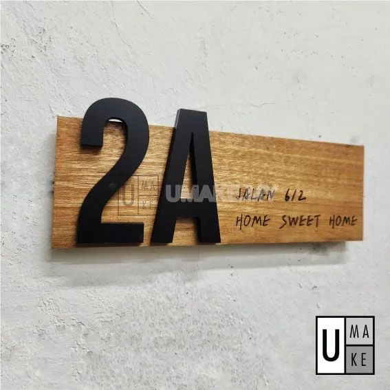 Outdoor Solid Wood House Number Plate (300mm Standard)