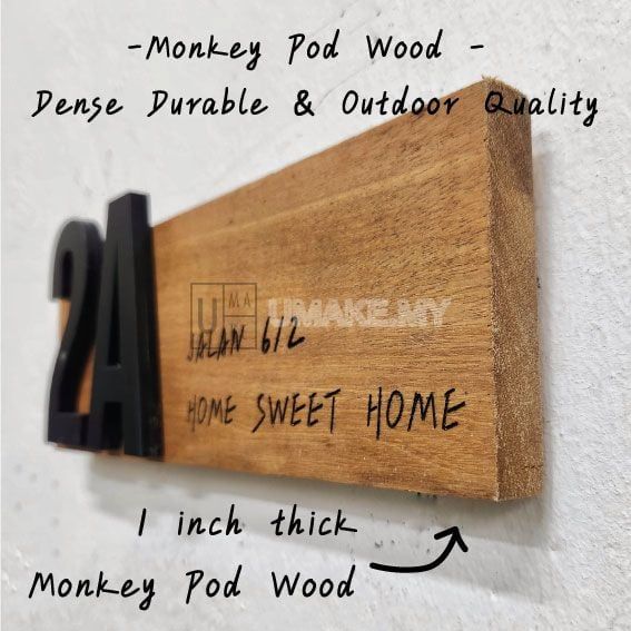 Outdoor Solid Wood House Number Plate