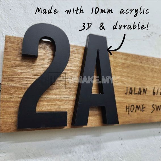 Outdoor Solid Wood House Number Plate