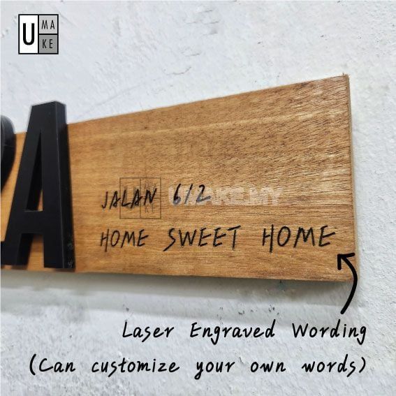 Outdoor Solid Wood House Number Plate