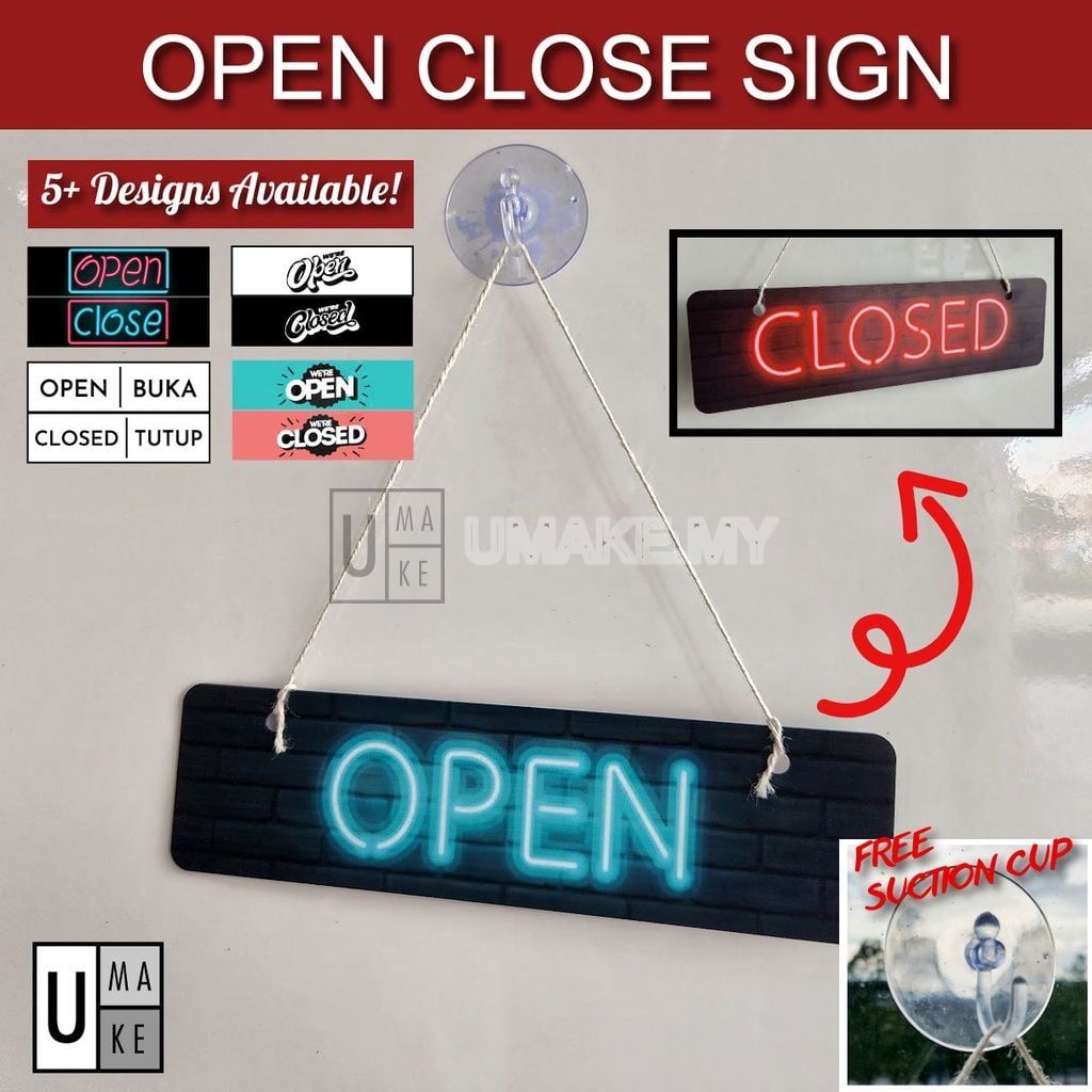 Printed Open/Close Sign (Neon Effect)