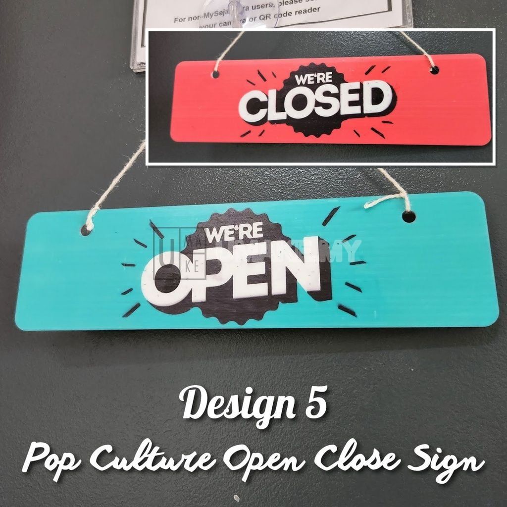Printed Open/Close Sign (Neon Effect)