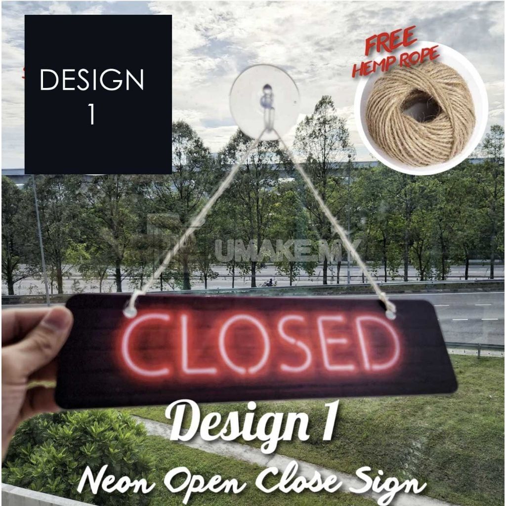 Printed Open/Close Sign (Neon Effect)