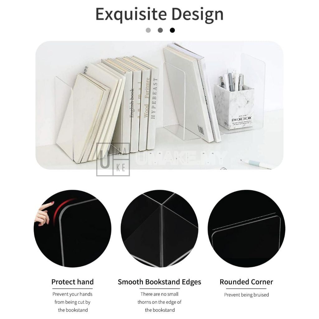 Acrylic L-Shaped Bookends (Pair)