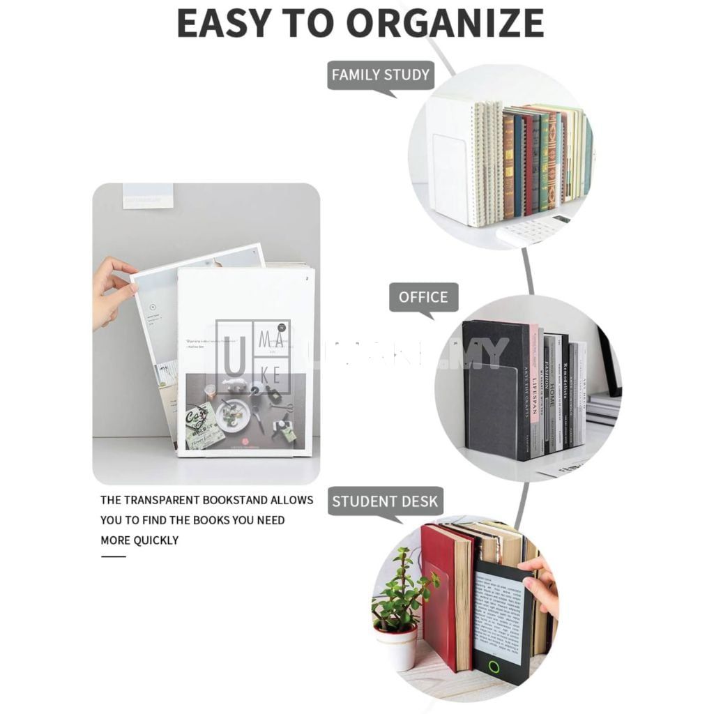 Acrylic L-Shaped Bookends (Pair)