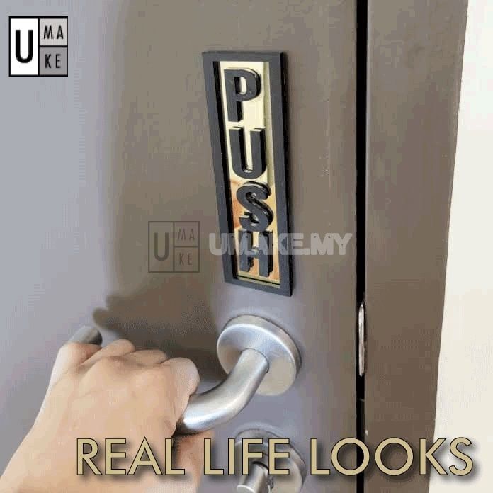 3D Acrylic Push Pull Sign (Black Gold)