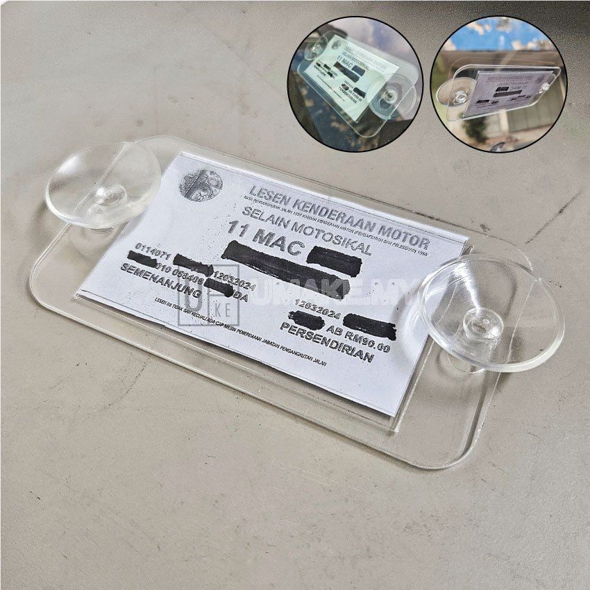Acrylic Road Tax Holder with Suction Cup