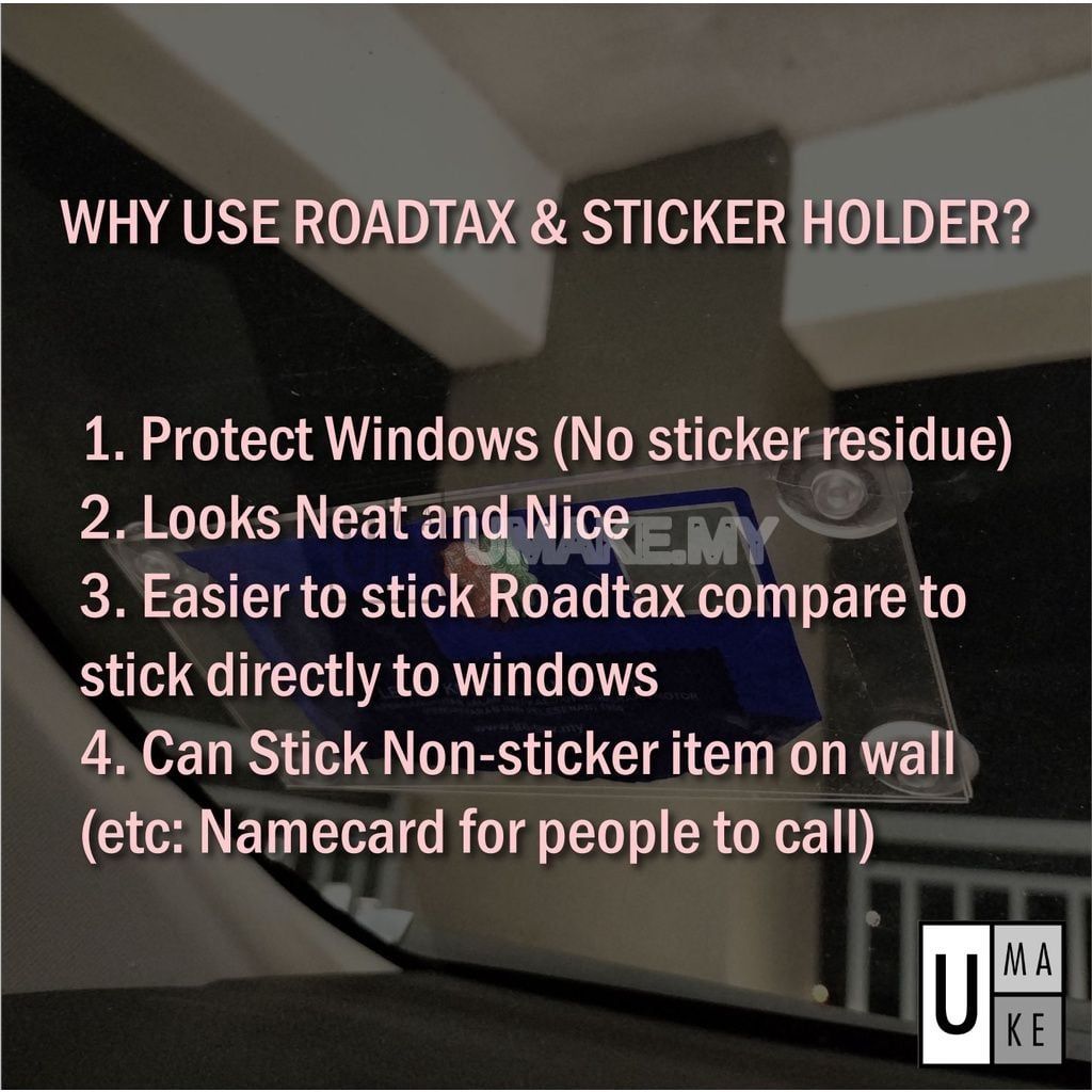 Acrylic Road Tax Holder with Suction Cup