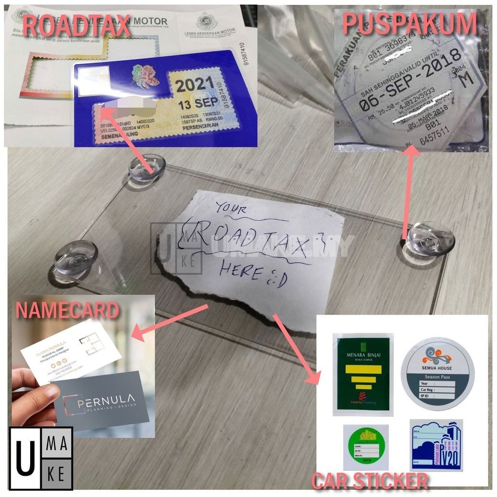 Acrylic Road Tax Holder with Suction Cup