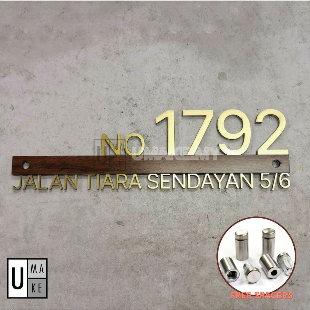 Gold Acrylic House Number Plate