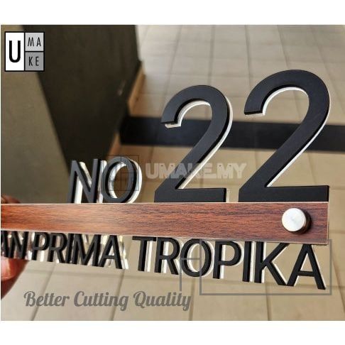 Gold Acrylic House Number Plate