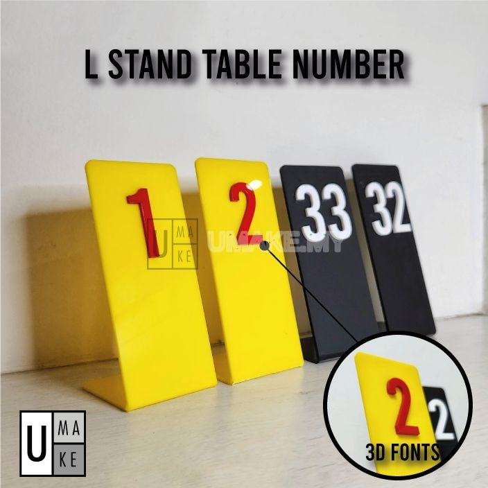 Acrylic Standing Table Number (L-Shape, 5pcs)
