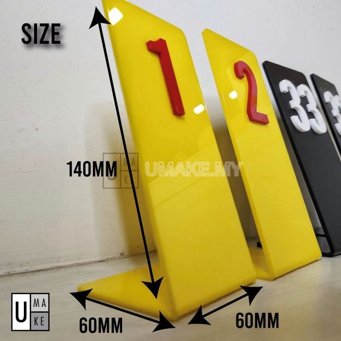 Acrylic Standing Table Number (L-Shape, 5pcs)