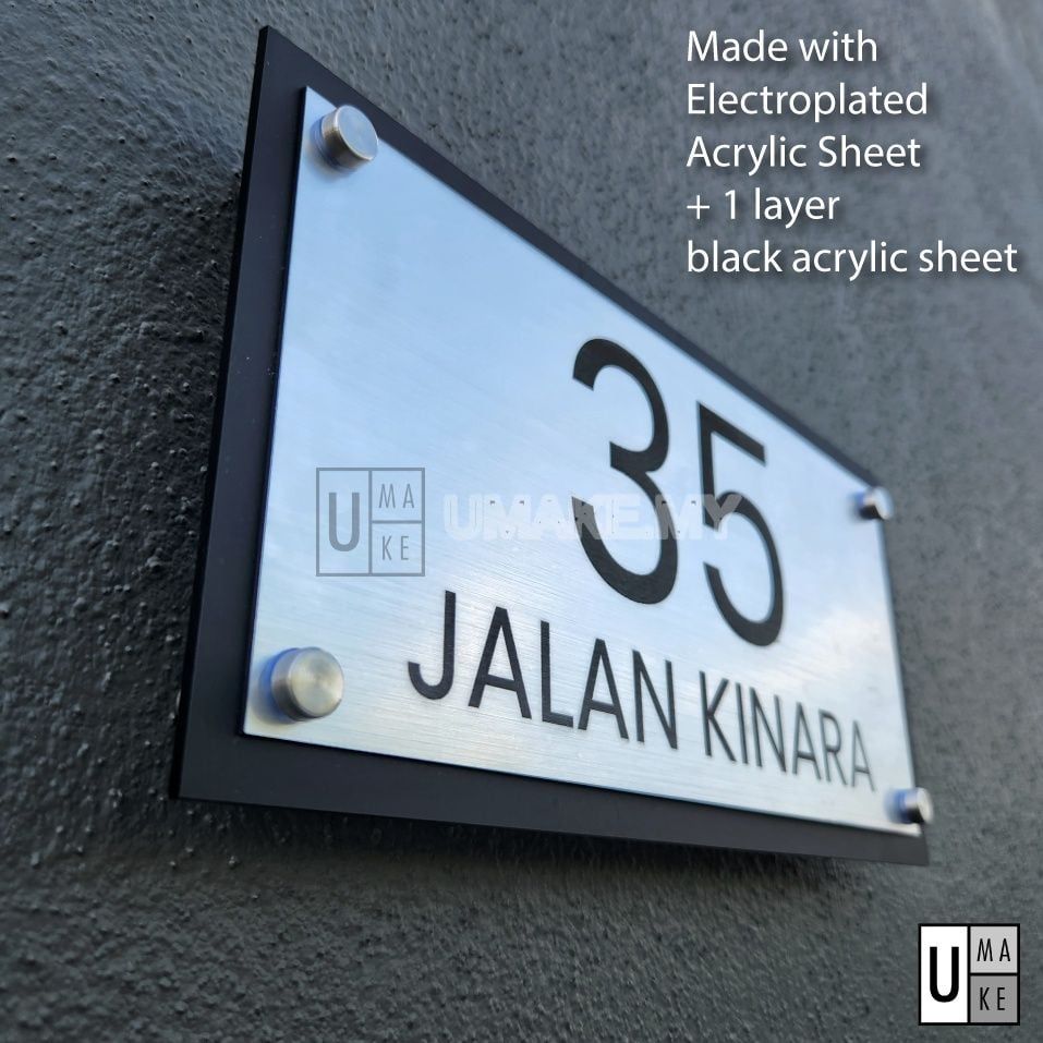 Electroplated Acrylic House Number Plate
