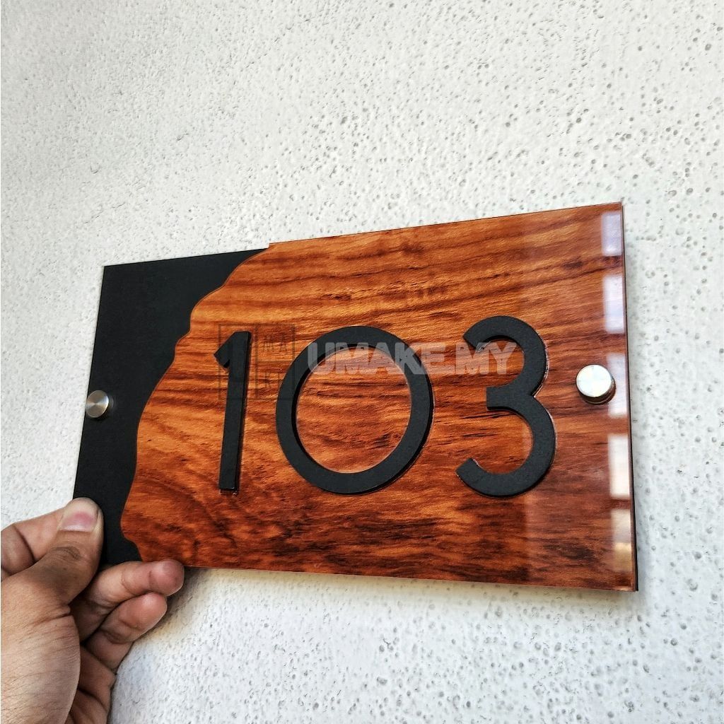 Custom Wood & Acrylic House Number Plate