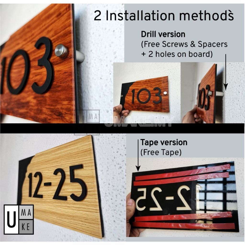 Custom Wood & Acrylic House Number Plate