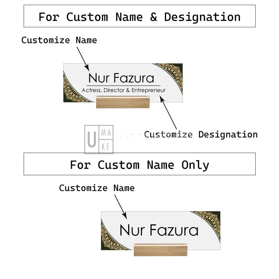 Acrylic Desk Name Plate (Wood Base)