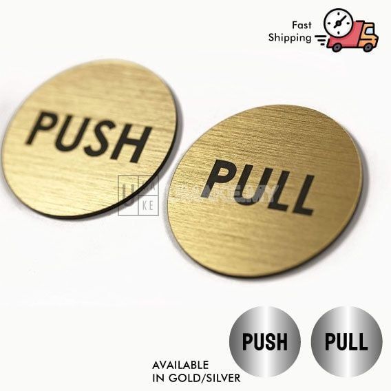 Gold/Silver Push Pull Door Sign Set