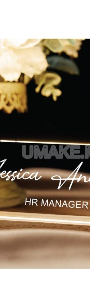 LED Desk Name Plate (Acrylic + Wood)