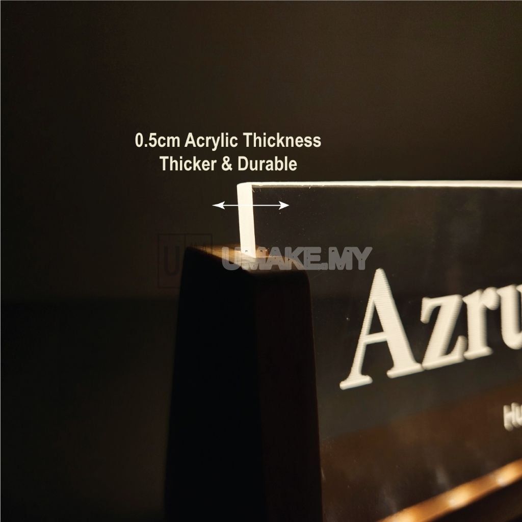LED Desk Name Plate (Acrylic + Wood)