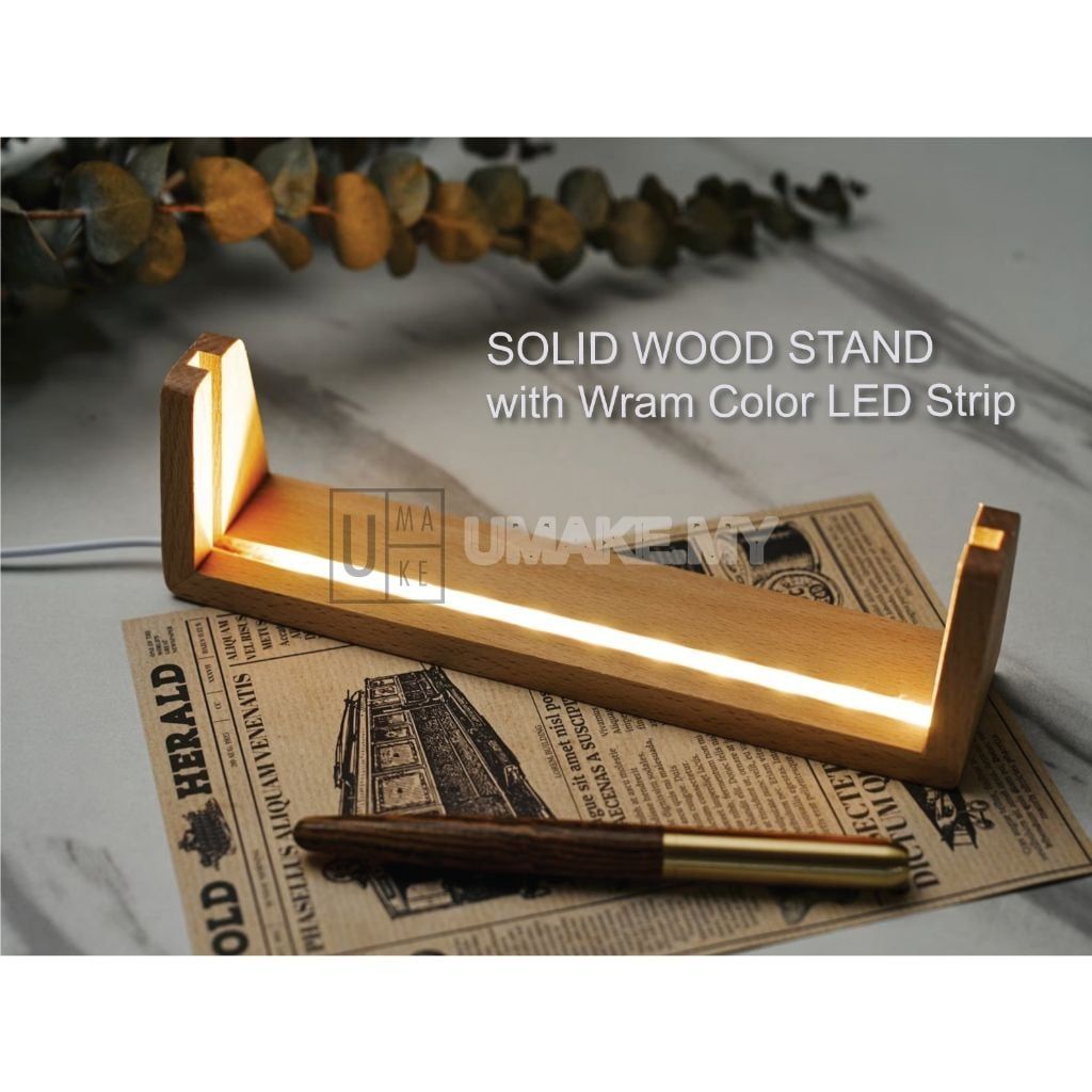 LED Desk Name Plate (Acrylic + Wood)