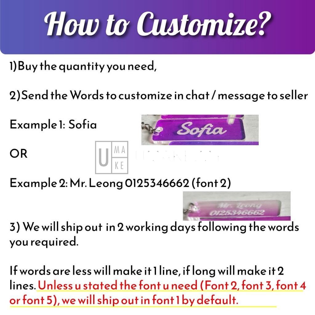 Colour-Changing Acrylic Name Keychain