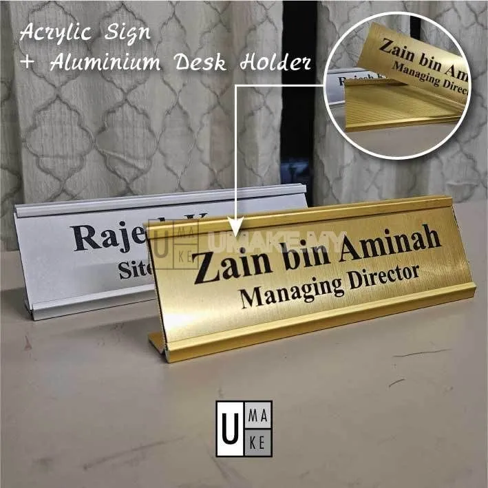 Metallic Acrylic Desk Name Plate (Aluminium Frame)