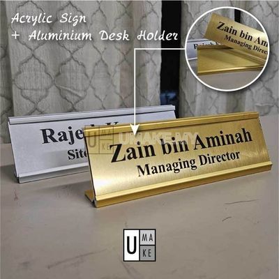 Metallic Acrylic Desk Name Plate (Aluminium Frame)