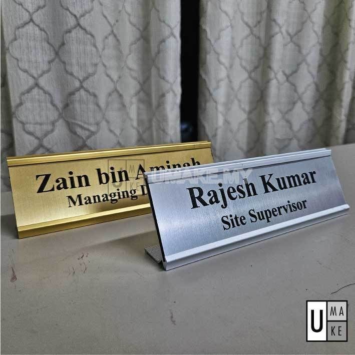 Metallic Acrylic Desk Name Plate (Aluminium Frame)