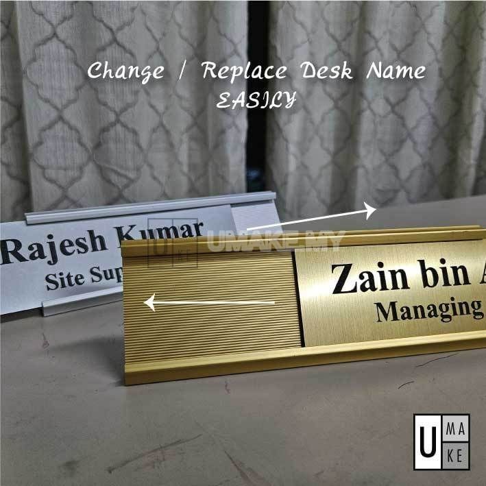 Metallic Acrylic Desk Name Plate (Aluminium Frame)