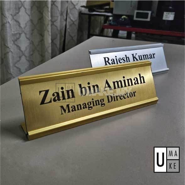 Metallic Acrylic Desk Name Plate (Aluminium Frame)