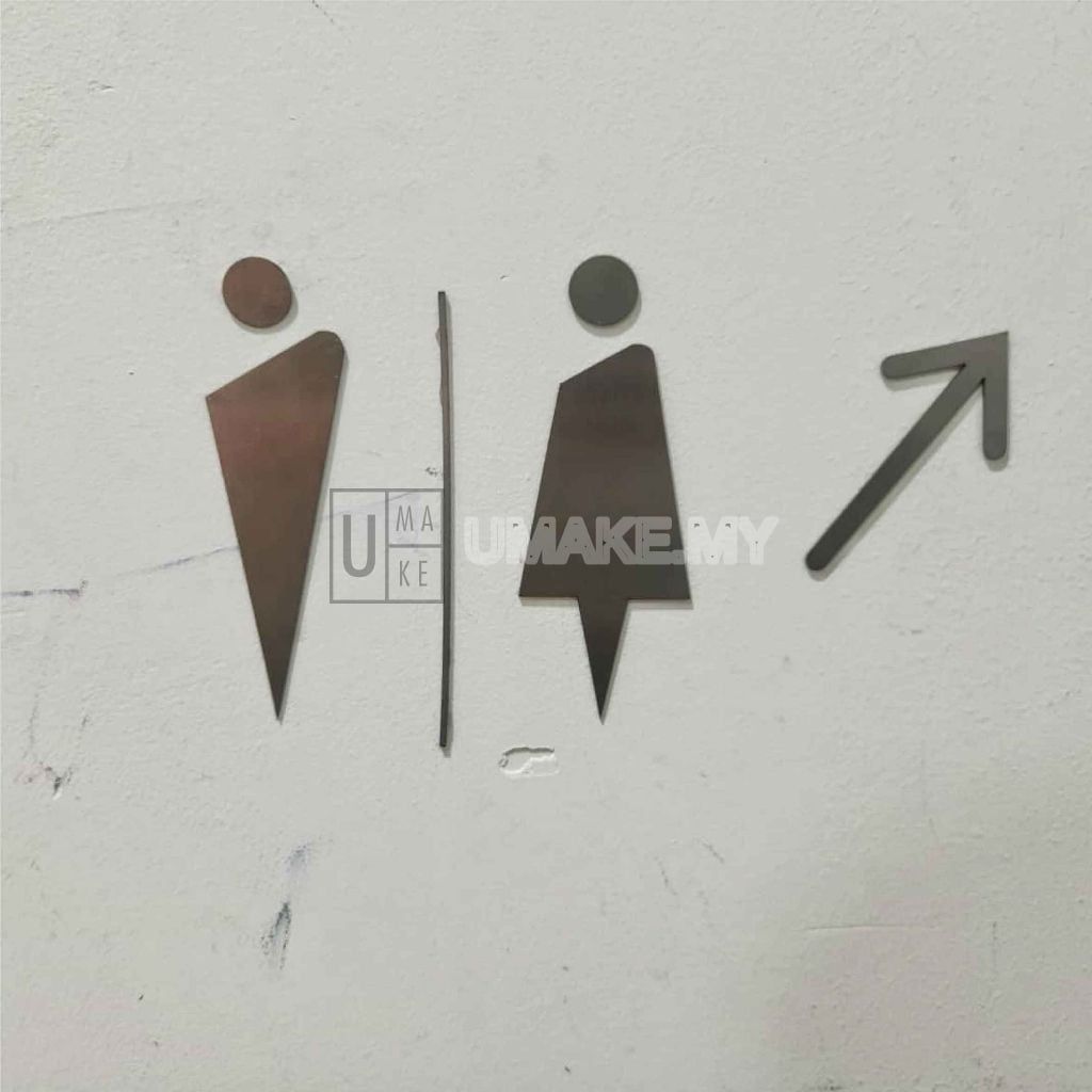Stainless Steel Toilet Direction Sign