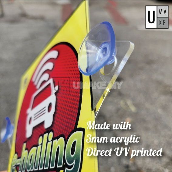 Acrylic E-Hailing Sign with Suction Cup (2pcs)