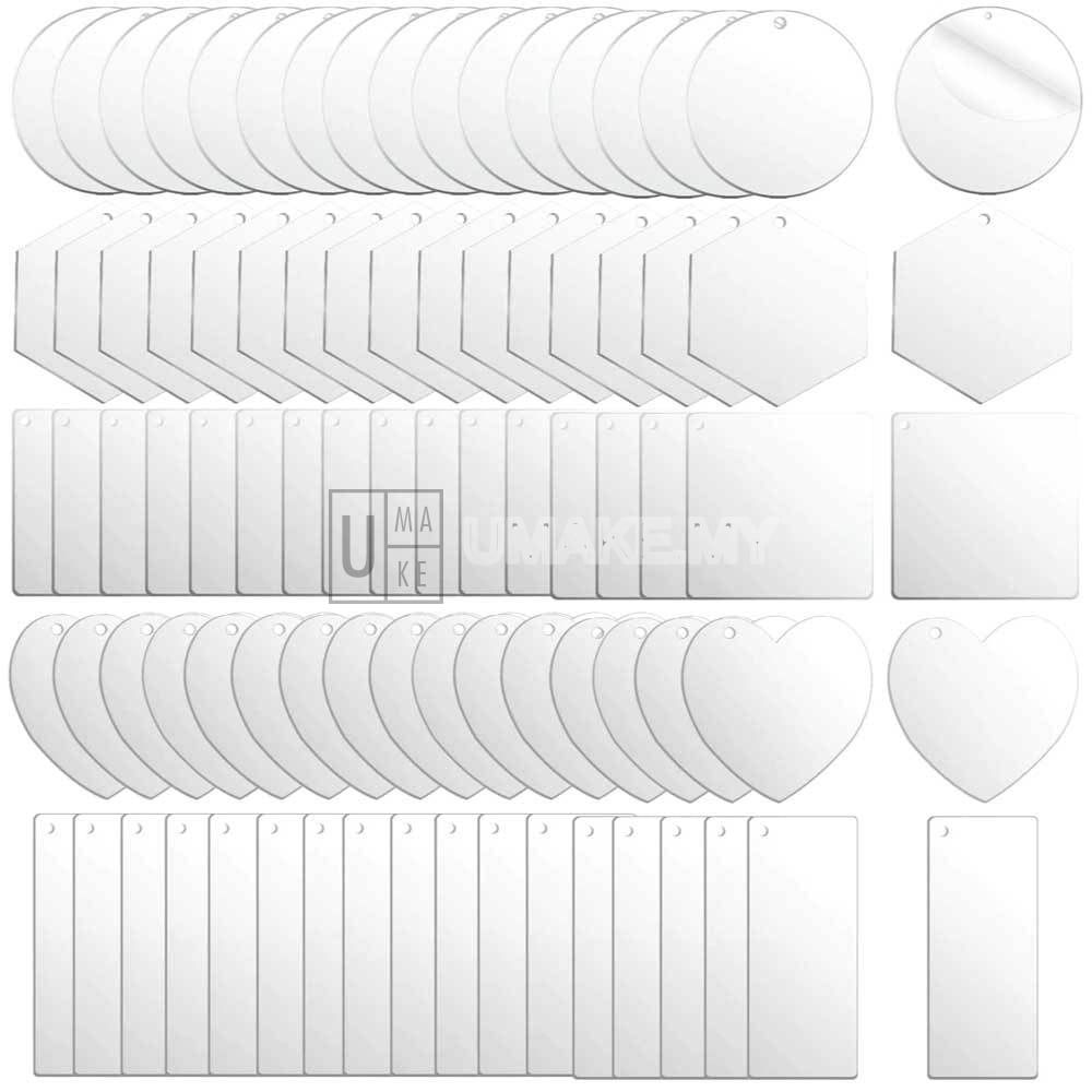 Clear Acrylic Blank Keychain (DIY, 10pcs)