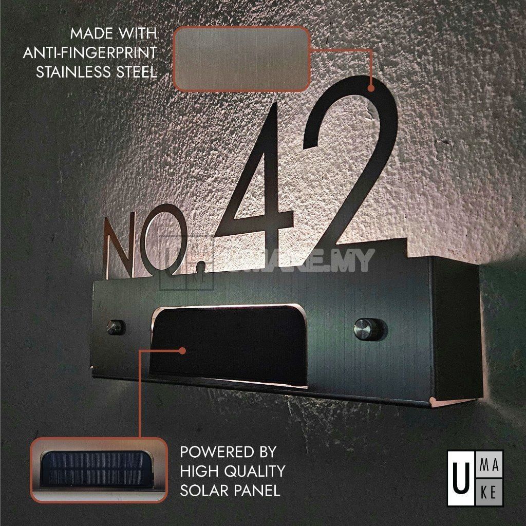 Solar LED Stainless Steel House Number Plate