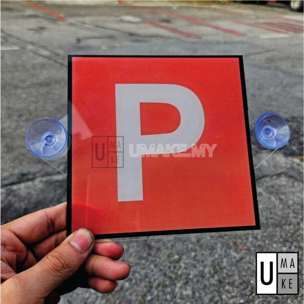 Acrylic P License Sign with Suction Cup (2pcs)