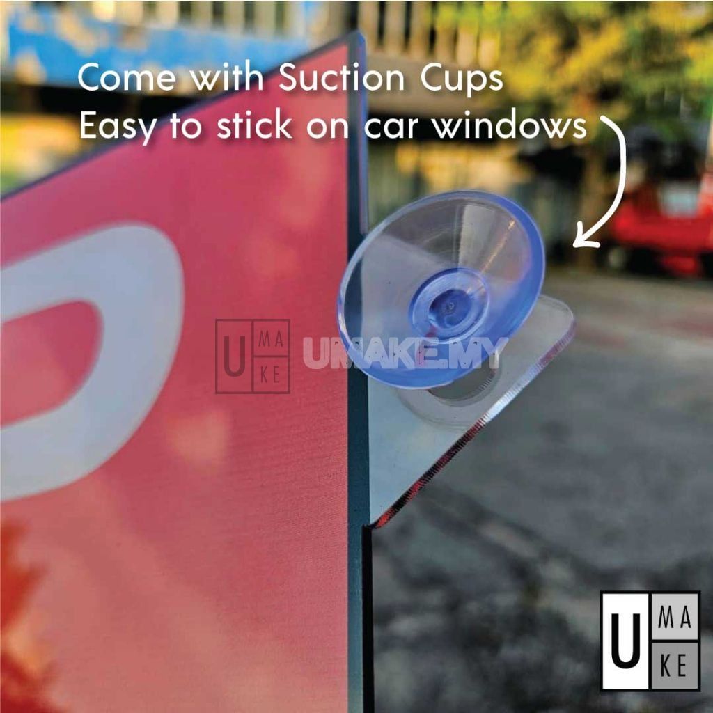Acrylic P License Sign with Suction Cup (2pcs)