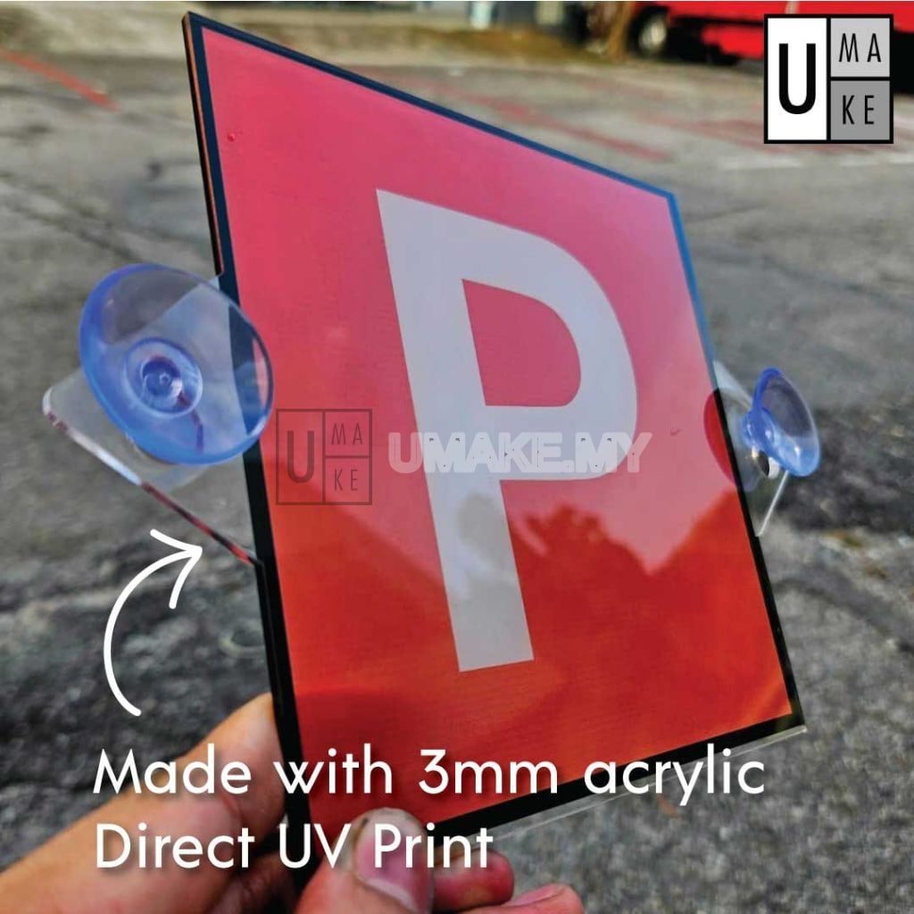 Acrylic P License Sign with Suction Cup (2pcs)