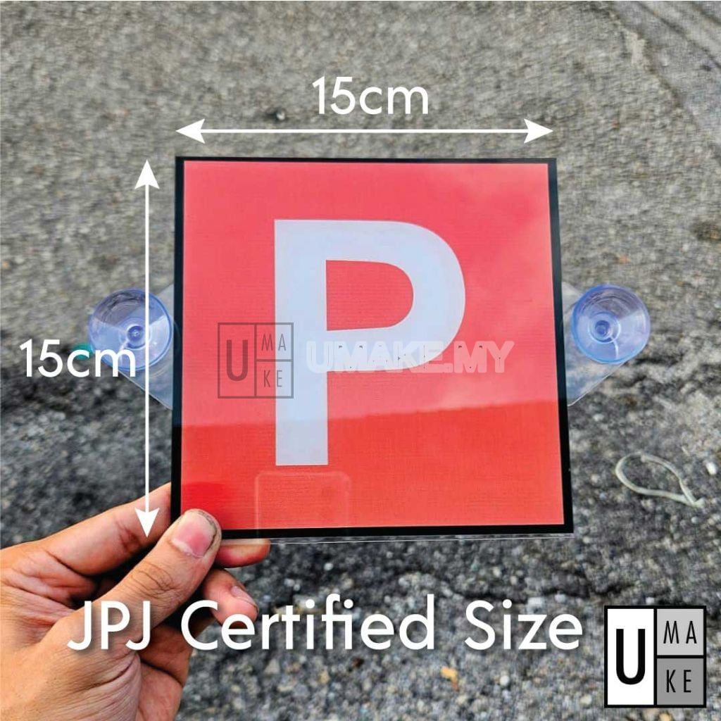 Acrylic P License Sign with Suction Cup (2pcs)