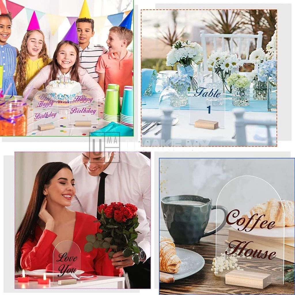 DIY Acrylic Table Number with Wooden Base