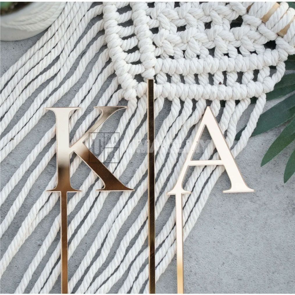 Gold Mirror Acrylic Cake Topper (Initials)