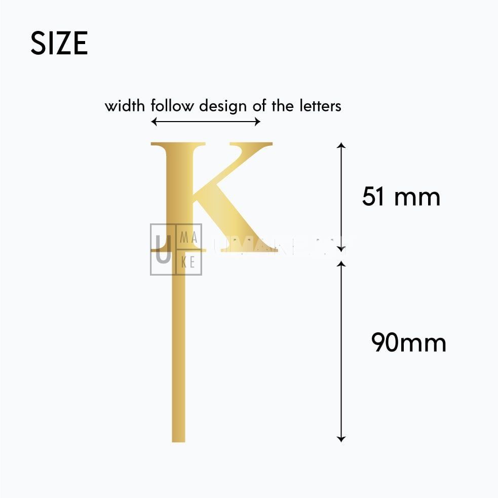 Gold Mirror Acrylic Cake Topper (Initials)