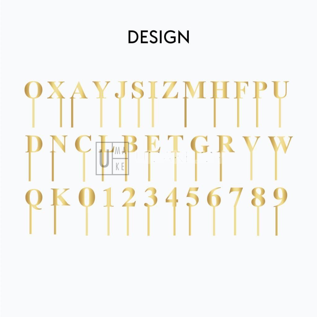 Gold Mirror Acrylic Cake Topper (Initials)