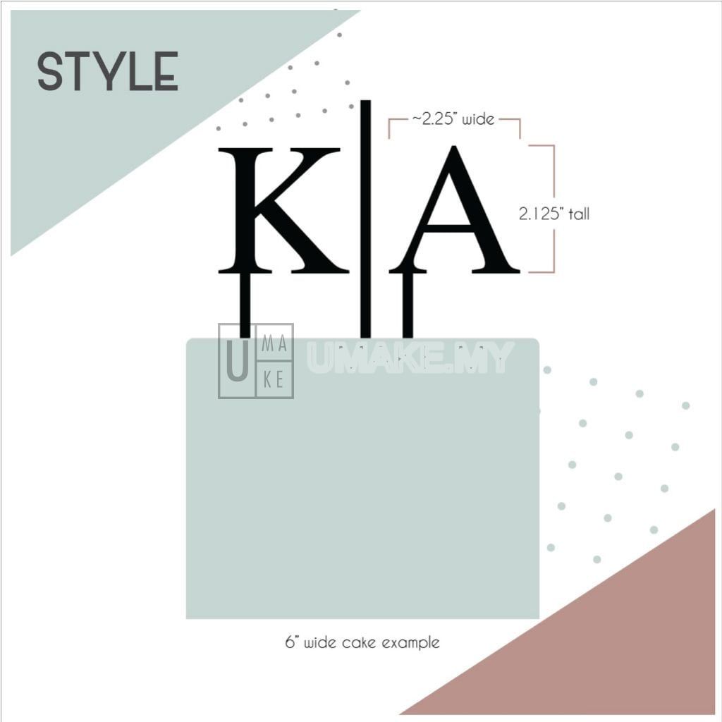 Gold Mirror Acrylic Cake Topper (Initials)